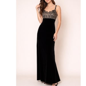 green emerald velvet dress Betsy & Adam Long Dress A21575