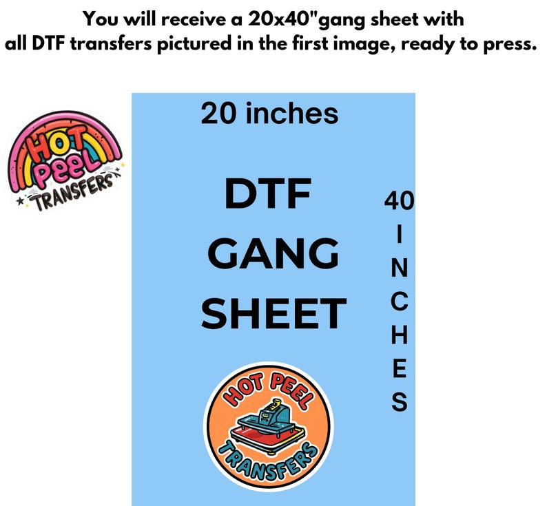 Teacher/school DTF Transfers Gang Sheet - 20x40" - Hot Peel - High ...