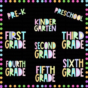 Paquete de 9 diseños de letras de molde pastel para grados escolares - Archivos digitales - Plantilla PDF editable de Canva - Descarga gratuita