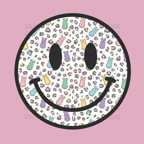 Easter Leopard Peeps Smiley Face Sublimation or DTF Transfer - Retro Available- Ready to Press, Sublimation Prints