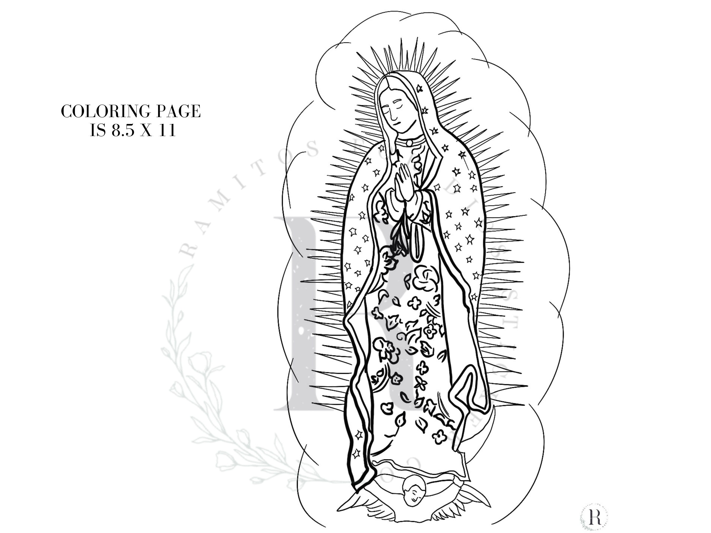 Coloring Page - Our Lady of Guadalupe - Etsy