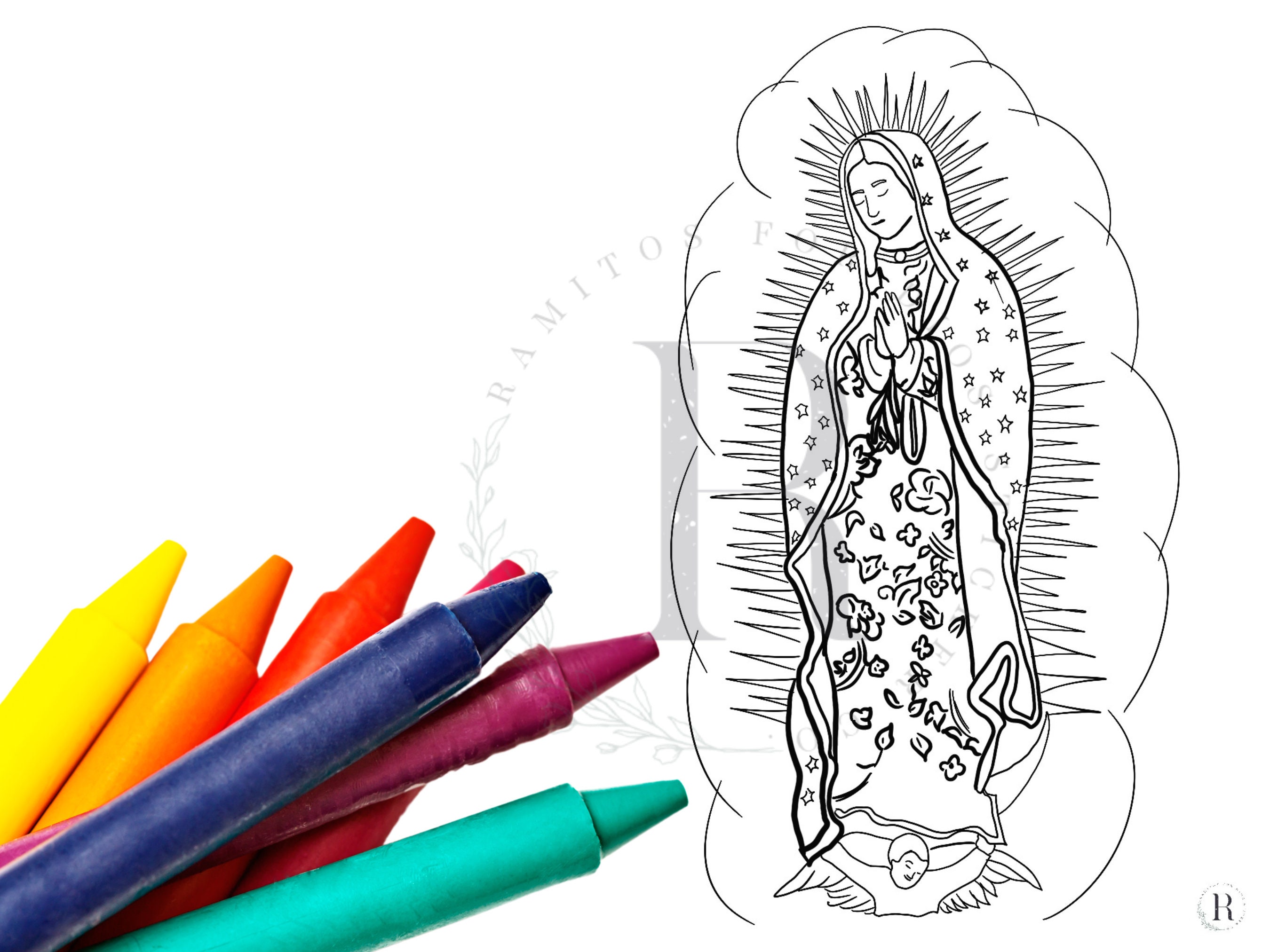 Coloring Page Our Lady of Guadalupe - Etsy
