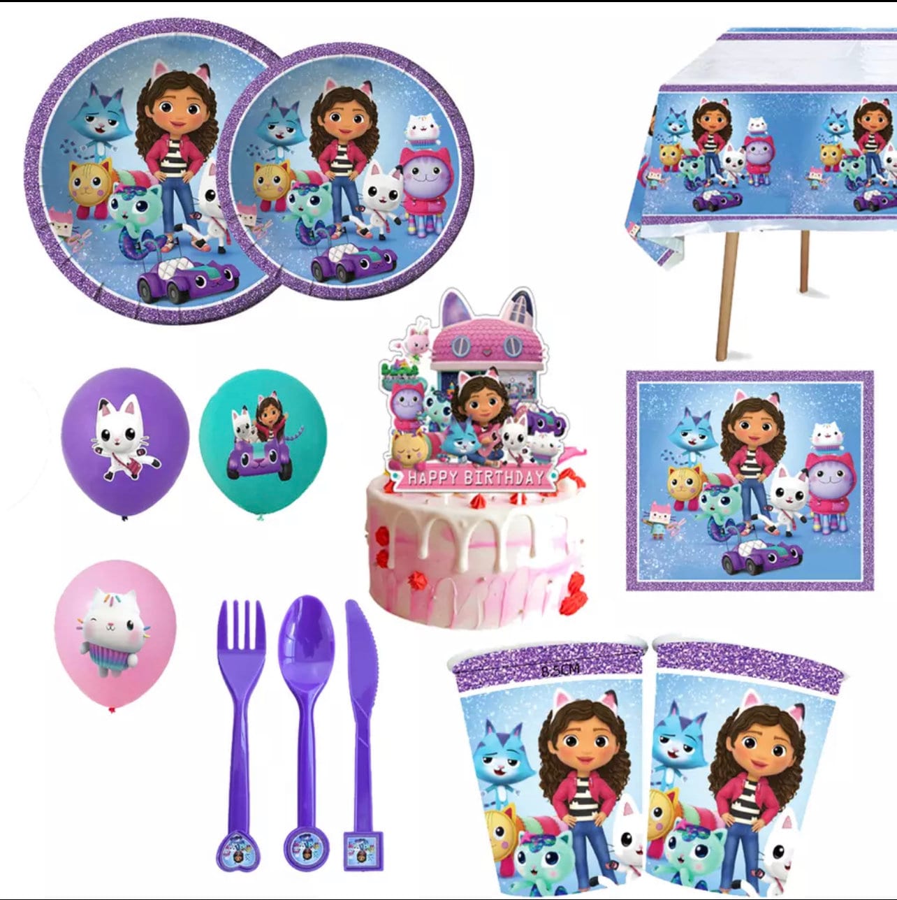 Gabby Dollhouse Themed Party Supplies For all parties; Cups, plates and more