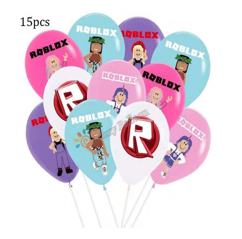 Roblox Latex Balloons x10 Colour Printing Helium Girl Pink Noob Gaming Blox