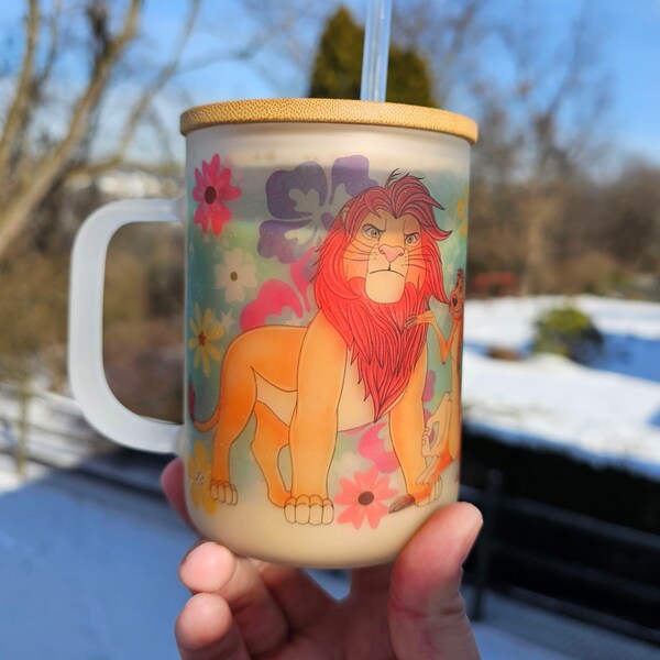 Lion King 15oz Glass Mug Frosted