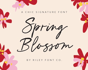 Spring Blossom Font - Signature Font, Wedding Font, Chic Font, Handwriting Font, Cricut Font, Procreate Fonts, Commercial Use, Boho Font