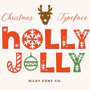 Holly Jolly Schriftart - Weihnachtsschrift, Feiertagsschrift, Cricut-Weihnachtsschrift, Procreate-Schrift, süße Schrift, Kinderschrift, Bastelschrift, kommerzielle Nutzung