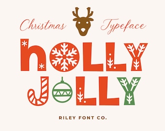 Holly Jolly Font - Christmas Font, Holiday Font, Cricut Christmas Font, Procreate Font, Cute Font, Kids Font, Crafting Font, Commercial Use