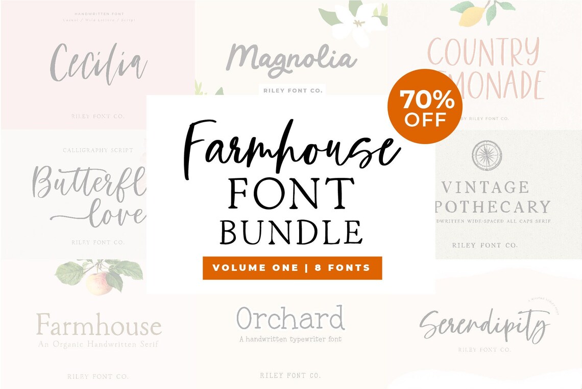 Farmhouse Font Bundle - Rustic Fonts, Fonts With Tails for Cricut ...