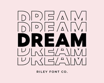Dream Sans Stacked Font - Mirror Font, Echo Font, Cricut Font, Stacked Letters, Stacking Font, Display Font, Procreate Fonts, Outline Font