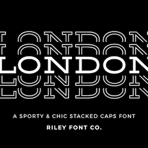 London Stacked Font - Mirror Font, Echo Font, Cricut Font, Stacked Letters, Stacking Font, Display Font, Procreate Fonts, Athletic Sporty