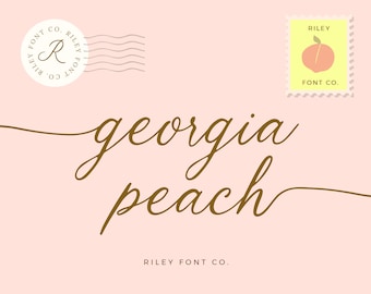 Georgia Peach Font - Wedding Calligraphy Font, Cricut Font with Tails, Logo Font, Handwritten Elegant Font, Vintage Font, Swashes, Swirly