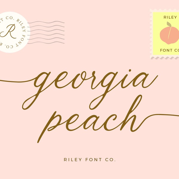 Georgia Peach Font - Wedding Calligraphy Font, Cricut Font with Tails, Logo Font, Handwritten Elegant Font, Vintage Font, Swashes, Swirly