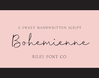 Bohemienne Font - Signature Logo Font, Handwritten Script, Wedding Font, Cursive  Font, Chic Font, Bohemian Font, Signature Font