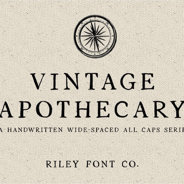 Vintage Apothecary Font - Handwritten Serif Font, All Caps Quote Font, Organic Font, Rustic Font, Procreate Font, Logo Font, Farmhouse Font