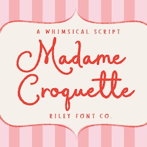 Czcionka Madam Croquette - Whimsical Cursive Script, Czcionka ślubna, Czcionka paryska, Stylowa czcionka, Ładna czcionka, Czcionka logo, Procreate, Użytek komercyjny