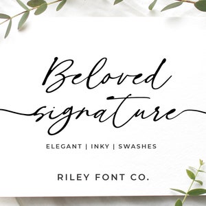 Querida fuente de firma - Fuente de logotipo de firma, Fuente Cricut con colas, Fuente Swash de boda, Caligrafía moderna hinchable, Fuente Inky, Fuente Chic