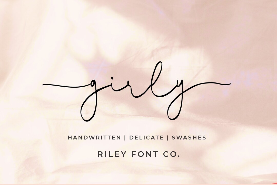 Girly Font - Signature Logo Font, Monoline Script With Tails, Wedding ...