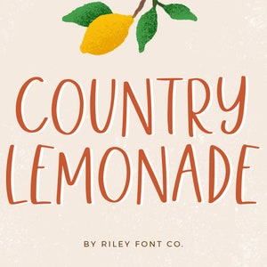 Country Lemonade Font - Handwritten Font, Tall Font, Bold Font, Cricut Font, Skinny Font, Farmhouse Font, Fun Font, Procreate Font, Rustic