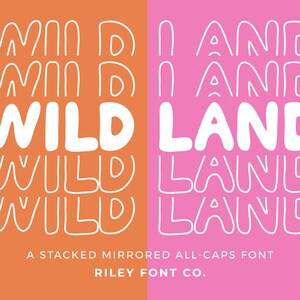 WildLand Stacked Font - Mirror Font, Echo Font, Cricut Font, Stacked Letters, Stacking Font, Display Font, Procreate Fonts, Fun Kids Font,