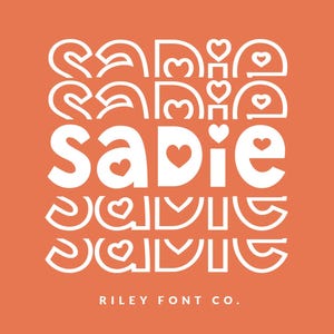 Sadie Stacked Font - Cricut Font, Echo Font, Mirror Font, Stacked Letters, Stacking Font, Cool Font, Procreate Fonts, Heart Font, Kids Font