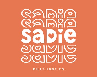Sadie Stacked Font - Cricut Font, Echo Font, Mirror Font, Stacked Letters, Stacking Font, Cool Font, Procreate Fonts, Heart Font, Kids Font
