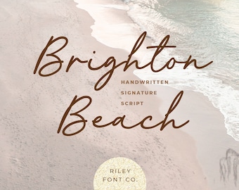 Brighton Beach Font- Signature Cricut Font, Cursive Font, Wedding Font, Handwritten Logo Font, Crafting Font, Commercial Use Font, Pretty