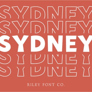 Sydney Stacked Font - Mirror Font, Echo Font, Cricut Font, Stacked Letters, Stacking Font, Display Font, Procreate Fonts, Outline Font