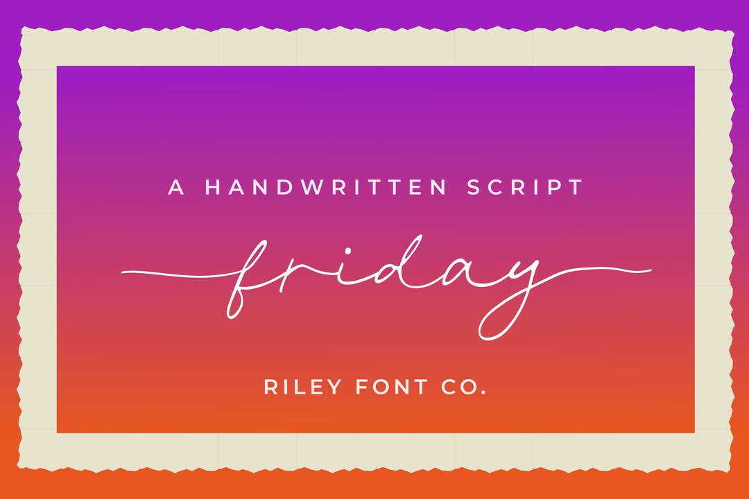Friday Font - Handwritten Logo Font, Cursive Script With Tails, Wedding ...