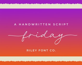 Friday Font - Handwritten Logo Font, Cursive Script with tails, Wedding Swash Font, Chic Handwriting Font, Pretty Font, Bohemian Font