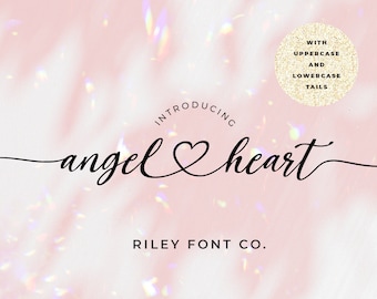 Angel Heart Font - Heart Font Cricut, Wedding Names Hearts, Hearts and Tails, Initials, Swashes, Bouncy Calligraphy Font, SVG, Procreate
