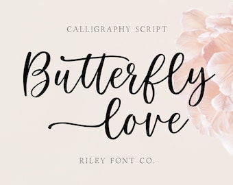 Butterfly Love Font - Police de mariage avec queues, police Cricut, script de calligraphie moderne, police de logo manuscrite, police élégante féminine, Swashes