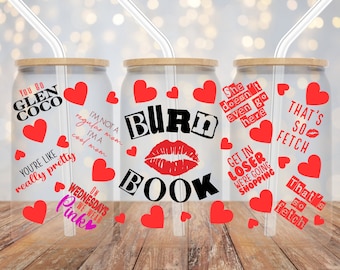 Burn Book Mean Girls PNG Descarga digital sin costuras / 16oz Sublimación Libby Cup Wrap / Froster Glass Cup / Froster Glass Beer Cup