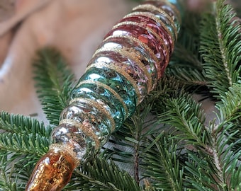Multi-Colored Mercury Glass Holiday Ornament with Gold Trim