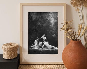 Women Forest Bathing Art Print: Victorian Botanist Wall Decor (8x10" Digital Download)