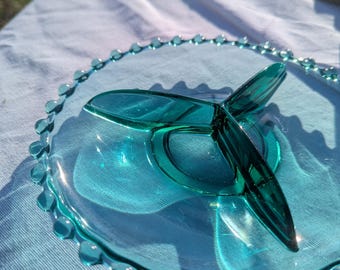 Imperial Glass Divided Dish, Green