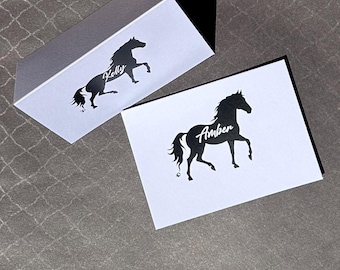 Sparkling, horse with name inside place cards (set of 12)
