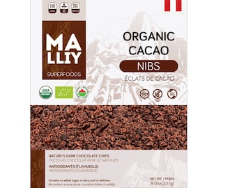 Organic Cacao Nibs – 100% Pure, Premium Product Imported from Peru. USDA Certified Organic, Sugar Free, No Preservatives – 227g