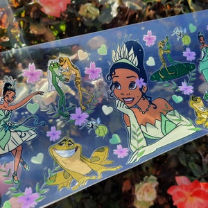 UV DTF 16oz Libbey Cup Wrap Frog Princess Ready to Ship Cup Not Included