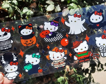 UV DTF 16oz Libbey Cup Wrap Cute Kitty Horror Halloween Ready to Ship, Cup Not Included