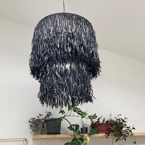 Boho Pendelleuchte, Bast Lampenschirm, Handwerk Kronleuchter, Stroh Aufhängung, Beach Style Leuchte