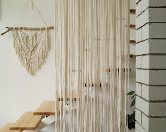 Separador de cortinas de macramé, separador de ambientes de macramé, panel de cortina hecho a mano, cenefa boho, cortinas boho de macramé, cortina de puerta de macramé, regalo para mamá