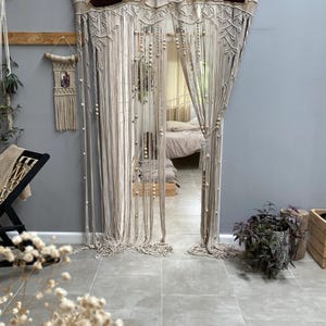 Handmade macrame doorway pattern Beaded curtain Macrame door & window tapestry String panel Closet Room divider Boho Chic Home Decor Valance