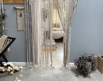 Handgjort makramé dörröppningsmönster Pärlgardin Makramé dörr- och fönstertapet Snörpanel Garderob Rumsavdelare Boho chic heminredning Kapan