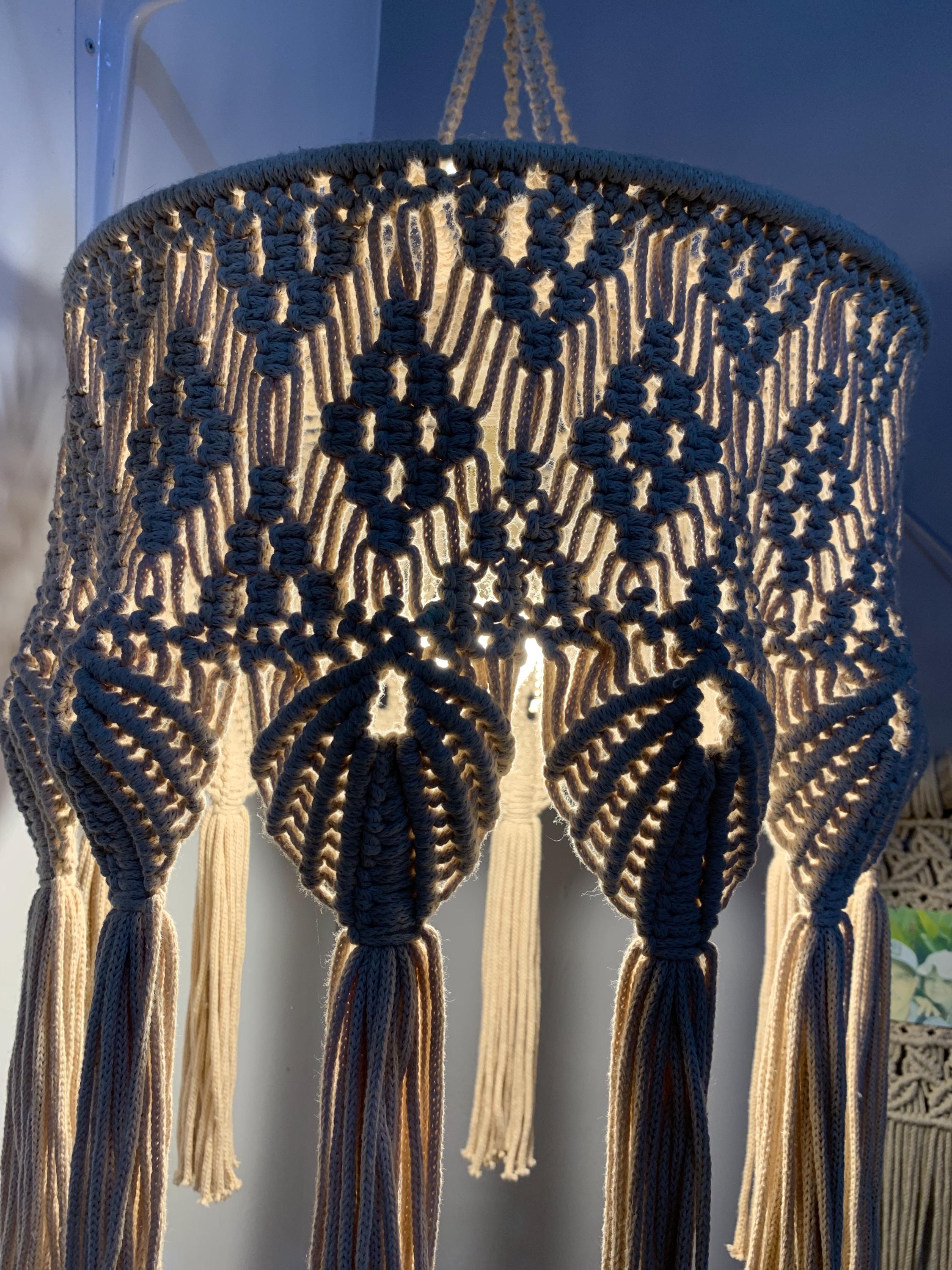 Shell Disc Lamp Shade Lamp Shade With the Shells Patterns.modern Macrame Chandelier.boho ...