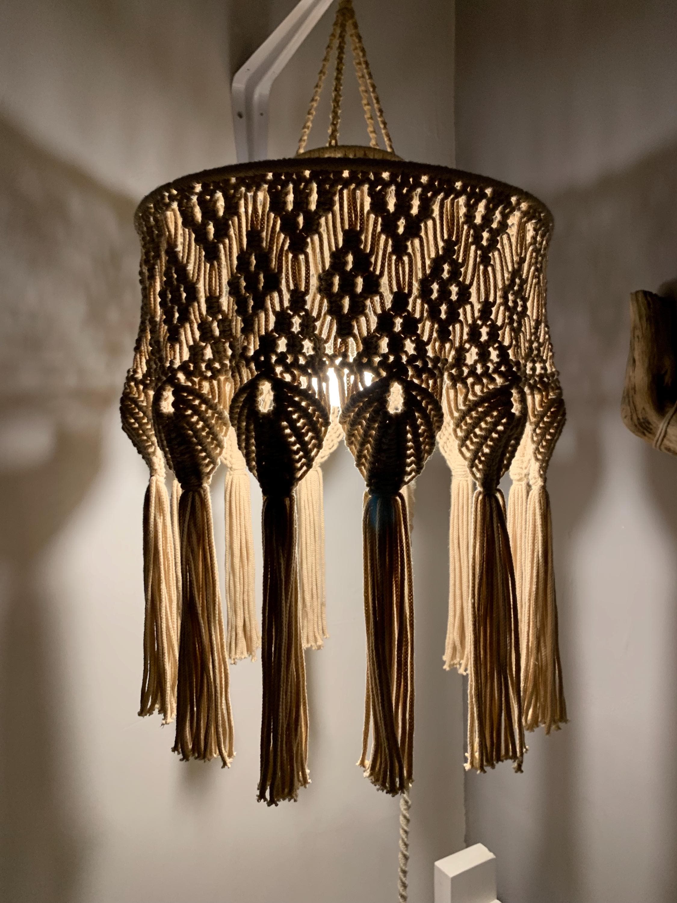 Shell Disc Lamp Shade Lamp Shade With the Shells Patterns.modern Macrame Chandelier.boho ...