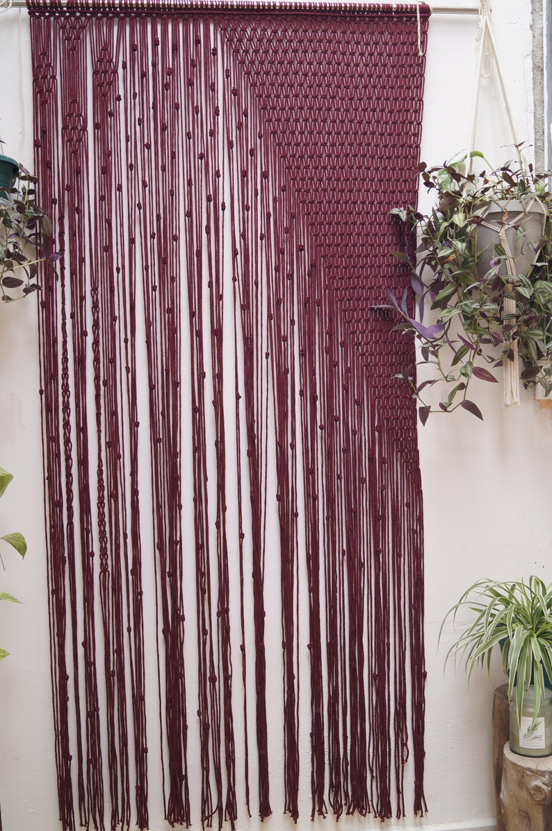 Macrame Doorway Curtain,Beaded Curtain,Bohemian Wall Art Decor,Woven Wallhanging,Closet Room Divider,Handmade Dangle Curtain,Farmhouse Gift image 9