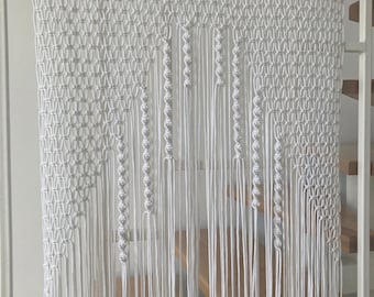 Panel de cortina de macramé, cortinas de cuentas, cortinas para ventanas, separador de ambientes estilo boho, cortina para puerta antimosquitos, cortina transparente para puerta, regalo para mamá.