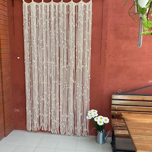 Boho Curtain,Macrame Doorway Panel,Bead Curtains,Handcrafted Room Divider,Bohemian Door & Window Coverings,Long Wallhanging,Gift For Her Mom
