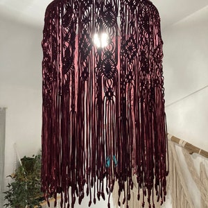 Macrame round lampshade,Macrame light shade,Fringe chandelier light,Macrame lantern lamp,Pendant lampshade,Boho lighting,Bohemian lampshade